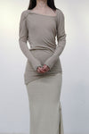 Marc le bihan long net eye skirt 2752 tilleul